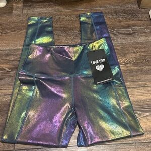 LOVE HER size XS Iridescent Leggings
